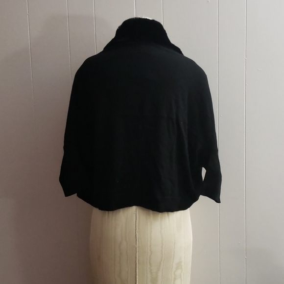 NWT Hayden Rabbit Fur Trimmed Cashmere Rib Knit - Picture 4 of 5